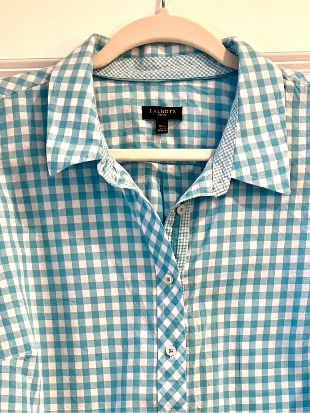 Talbots classic cotton button down shirt gingham Style P194075431